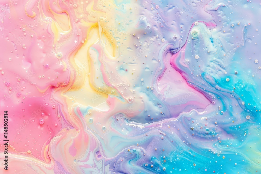 Aufkleber pastel color mixing creating abstract swirls and bubbles background