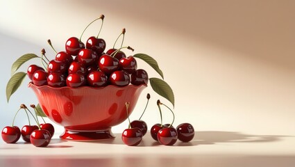 cherries in a ceramic bowl