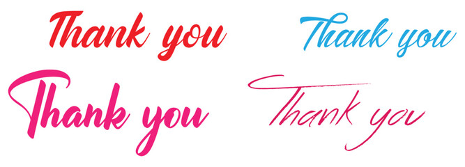 Thank you typography style card template design, thank logo collection. text or lettering. vector script and handwritten typography,