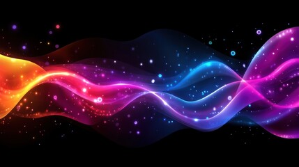 Fototapeta premium Abstract Colorful Waves With Glowing Particles