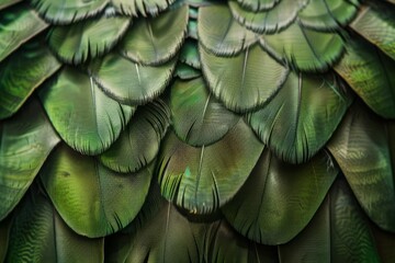 Fototapeta premium Close up of vibrant green plumage creating intricate natural pattern