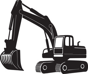 Modern technology Excavator silhouette vector and illustration design