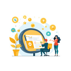 Business and social media work vector illustration