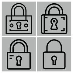 Customizable Lock Icon Set Vector Illustration