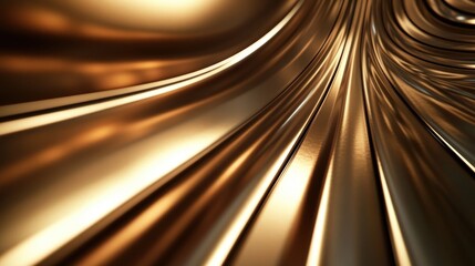 Abstract metallic gold swirling lines background.