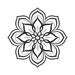 simple mandala flower vector illustration, line art, coloring page design