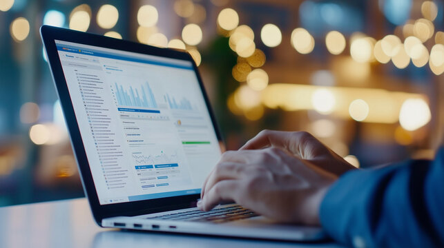 Business developer using Kanban board framework on laptop computer. Agile software development lean project management tool, project management, business development concept