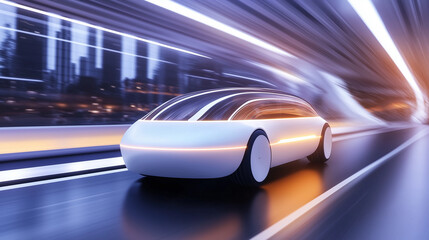 High tech electric car concept with a futuristic design, showcasing innovation and advanced automotive technology.