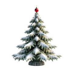 Fototapeta premium Frosted Christmas tree with red ornament
