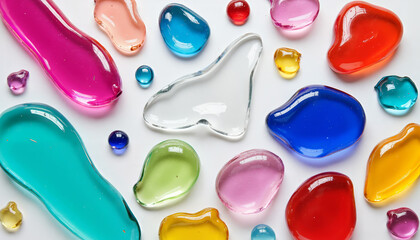Fototapeta premium Colorful liquid glass shapes on a white background 
