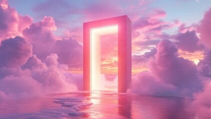 A mesmerizing geometric portal in vibrant red-orange hues. 