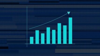 Colorful business graph growth with world map and stripes modern line map animation background. - Powered by Adobe