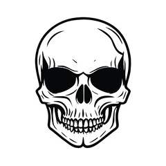  Black and white vector image of a human skull