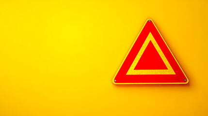 Red triangle warning sign on yellow background representing hazard