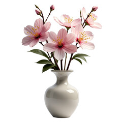Pink flowers in a vase or Flower arrangement in a white vase