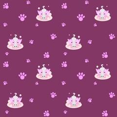 Soft cats seamless pattern, fantasy winged cats