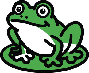 green frog on white background