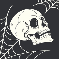 Vintage Style Creepy Skull with Spider 