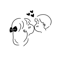 Cute kids kissing illustration 