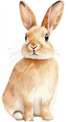Obraz premium Adorable fluffy rabbit watercolor with expressive eyes, perfect for wildlife and pet-themed projects.