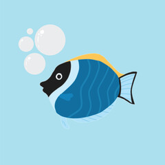 a blue fish design vector with cute bubble
