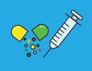 Medicine Icon, Syringe Icon Flat Graphic Design- Vector Graphic