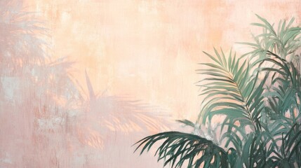 Palm Leaf Shadows on Peach Colored Wall