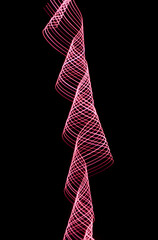 A long exposure photograph. Light painting photography with vibrant multi color lights against a black background.