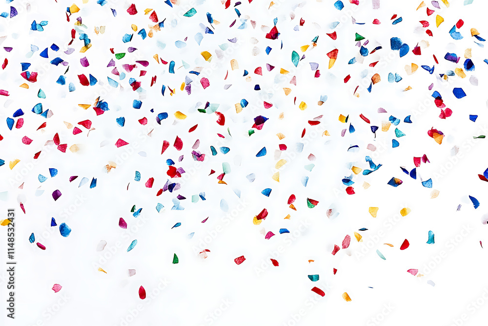 Wall mural falling multicolored confetti isolated on transparent background. 3d rendering
