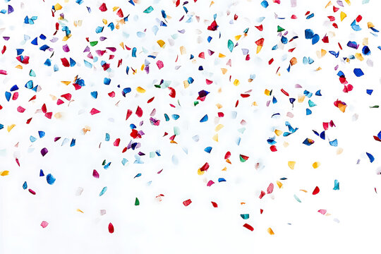 Falling multicolored confetti isolated on transparent background. 3D rendering