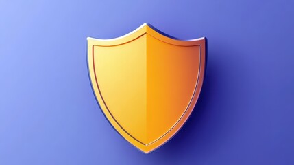 Shining yellow shield on vivid blue, a symbol of protection, security and defense