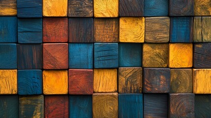 Fototapeta premium Colorful wood texture background. Closeup of colorful wooden blocks.