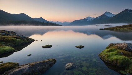 Misty Mountain Lake at Dawn