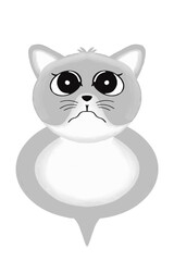 Cat emoticon sad face expression with transparent background 