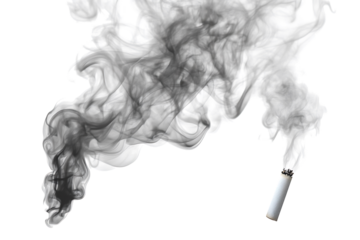 Grey smoke on the transparent background. Cigarette quitting concept. Air pollution idea