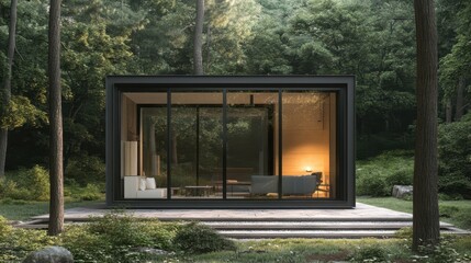 Modern Cabin Retreat Surrounded by Lush Forest