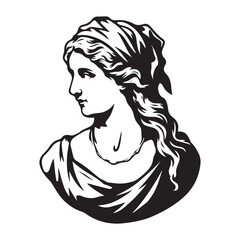 Detailed Vector Portrait of Woman in Classical Art Style
