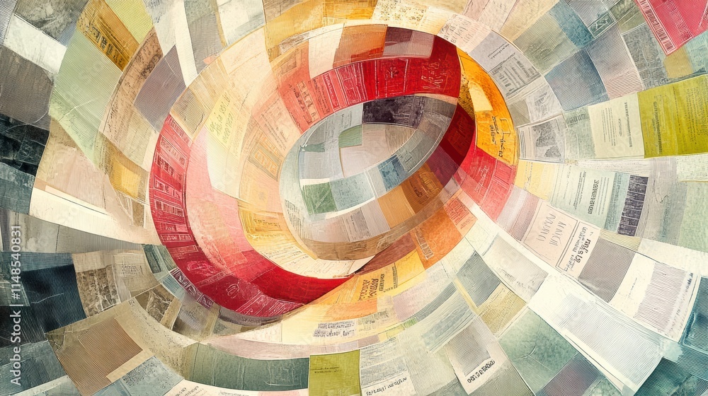 Leinwandbilder Creative swirl of colorful paper sheets in a vibrant abstract arrangement showcasing texture and design. Generative AI