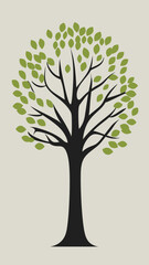 Fototapeta premium Minimalist Tree of Life Vector SVG with Branches and Green Leaves for Cricut Projects