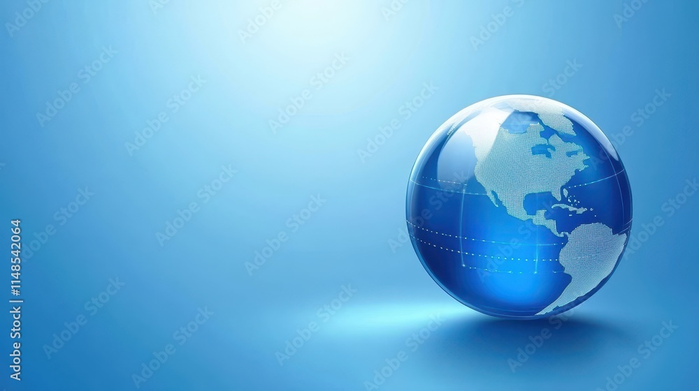 Aufkleber blue globe with traversing line, exploring global connections and worldwide network