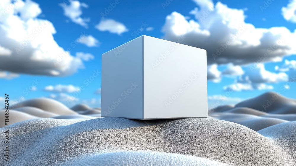 Poster minimalist geometric shapes a sharp cube in greenhouse