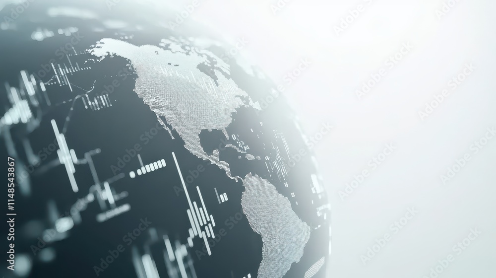 Aufkleber global network, seamless communication and worldwide connectivity through intertwined lines on world