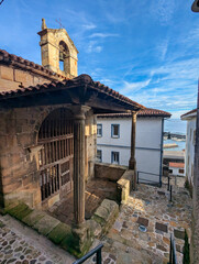 San Jose chapel at Lastres fishing village and beach, Asturias, Spain, Europe