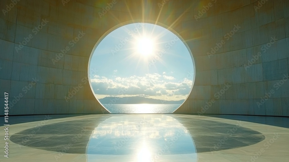 Poster minimalist geometric shapes a symmetrical sphere in theater