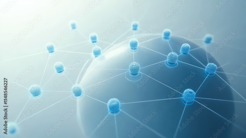 Poster abstract 3d render of a sphere with small spheres, futuristic design and texture