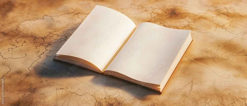 Poster a notebook is open to a blank page