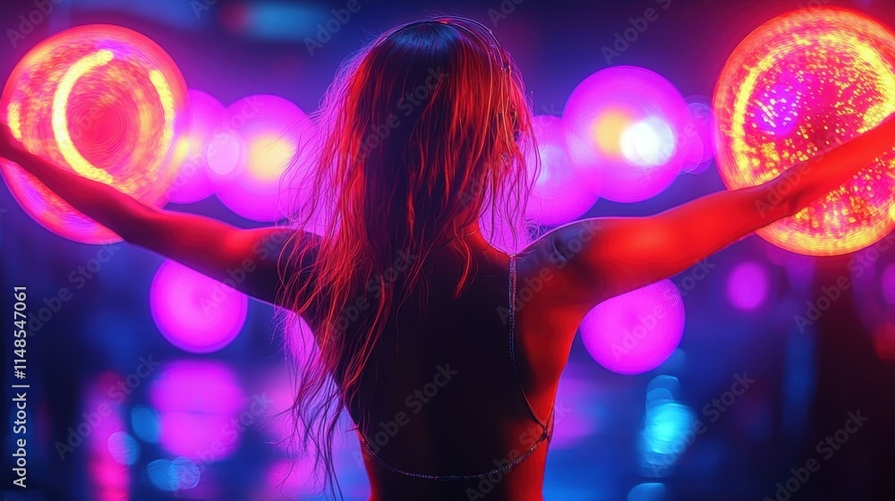 Aufkleber retro disco party vibes groovy rotating slowly