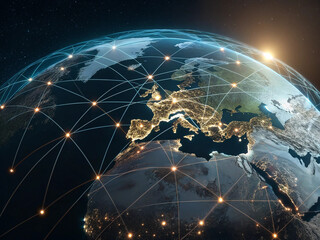 Global network concept. World map point. Global network planet Earth. 3D rendering.