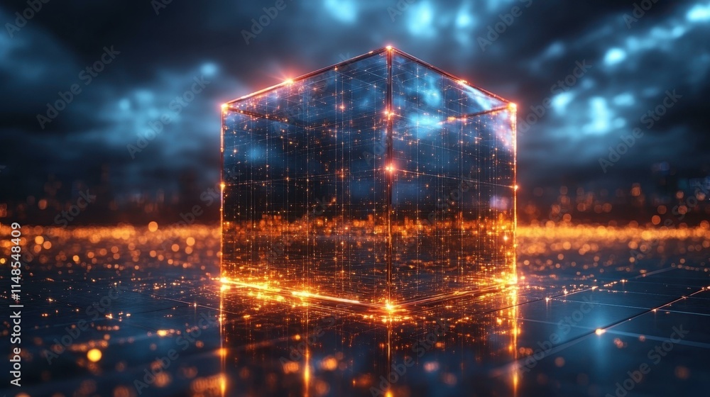 Aufkleber minimalist geometric shapes a sharp cube in greenhouse