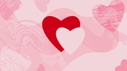 Abstract Red, pink and white hearts shapes and grunge for Valentine Day background design